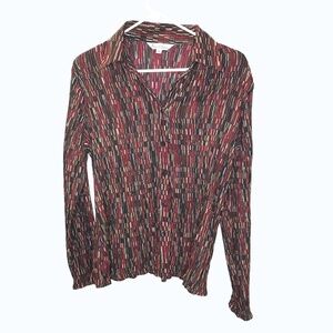 Tradition Abstract Print Button Front Blouse Red Black Size 18